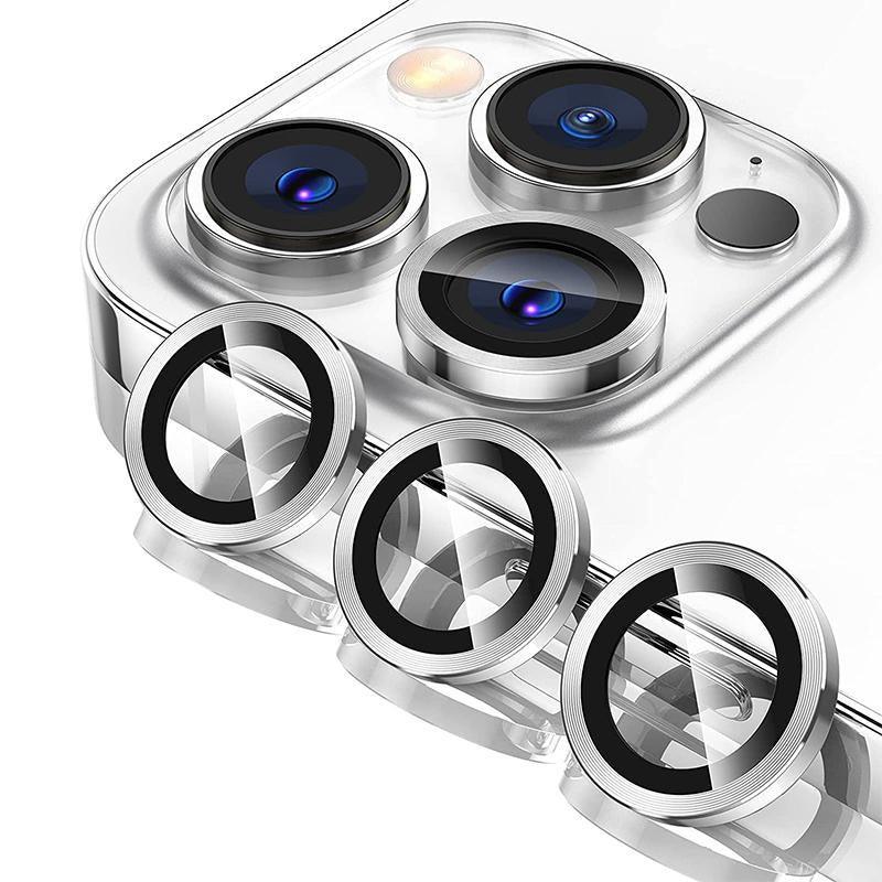 For iPhone 14/14 Plus Metal Camera Lens Glass Screen Protector - Silver