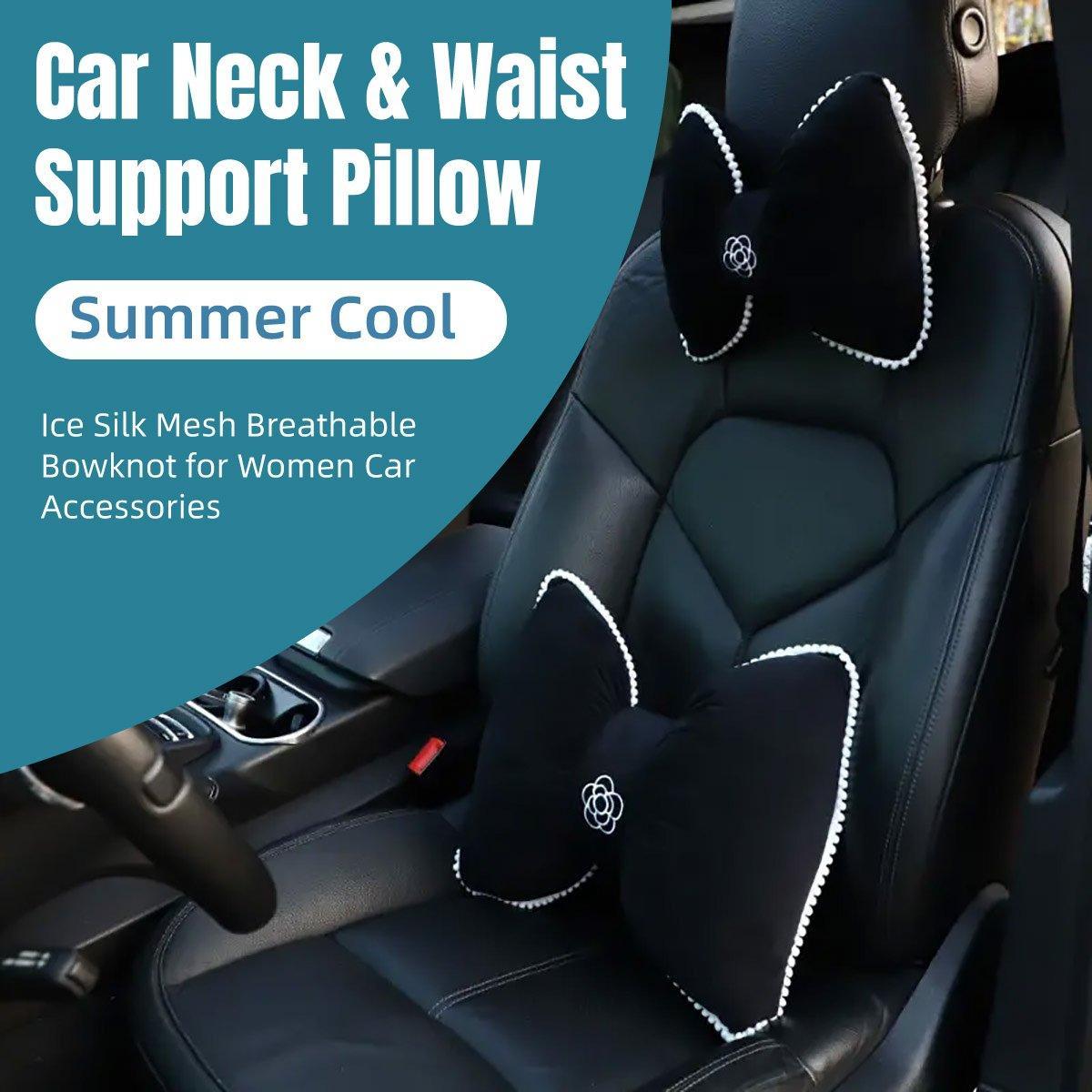 Black Bowknot Neck Pillow Plush Bow Tie Soft Plush Car Headrest Waist Support - Headrest