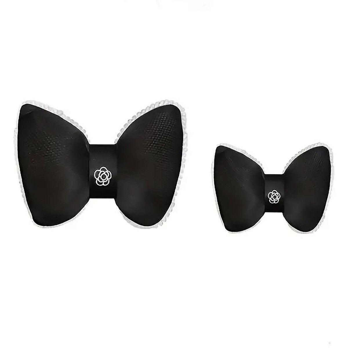 Black Bowknot Neck Pillow Plush Bow Tie Soft Plush Car Headrest Waist Support - Headrest
