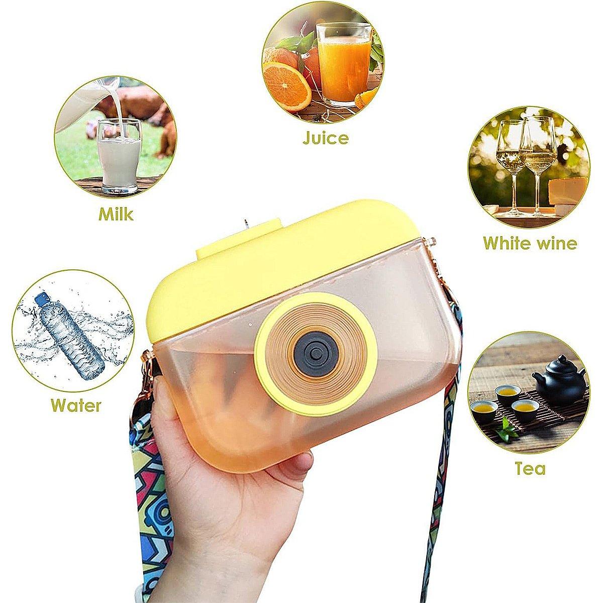 Plastic Camera Straw Mug Backpack Leak Proof Outdoor Travel Mug Hiking Camping