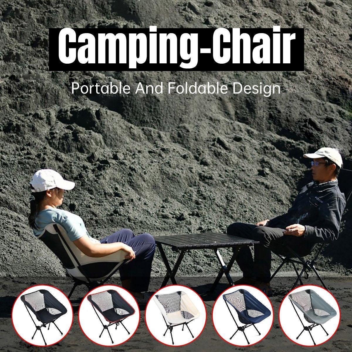 Outdoor Portable Lightweight Folding Camping Chair High Back Fishing Chair - Dark Blue