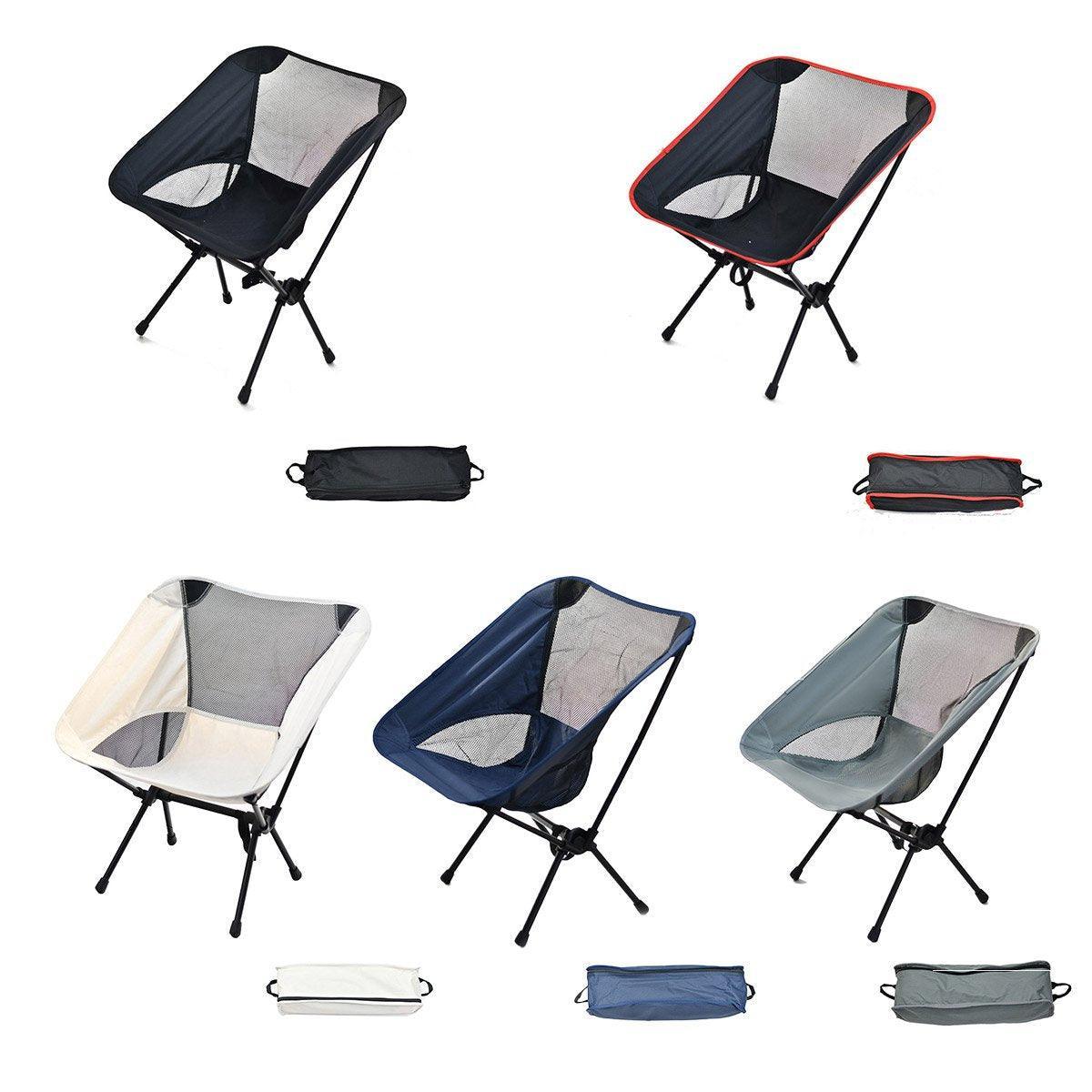 Outdoor Portable Lightweight Folding Camping Chair High Back Fishing Chair - Grey