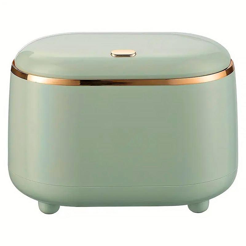 Small Desktop Trash Can Oval Pop Up Lid Rubbish Bin Waste Organizer Container - Green
