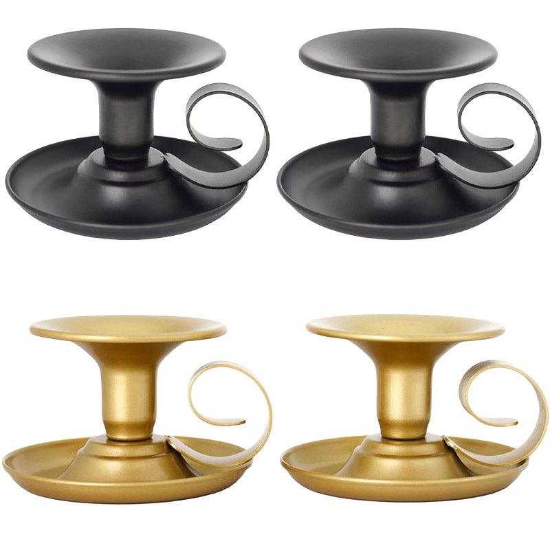 2pcs European Iron Candle Holders for Candlelight Dinner Decorative Lighting - Gold