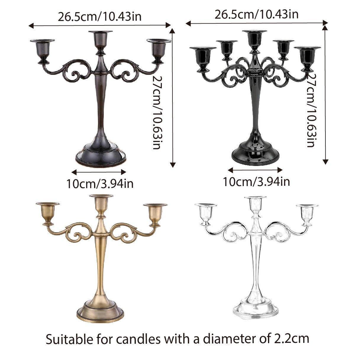 3/5 Arms Alloy Candle Holder Stand Candlesticks Candelabra Wedding Home Decor - 3-Bronze