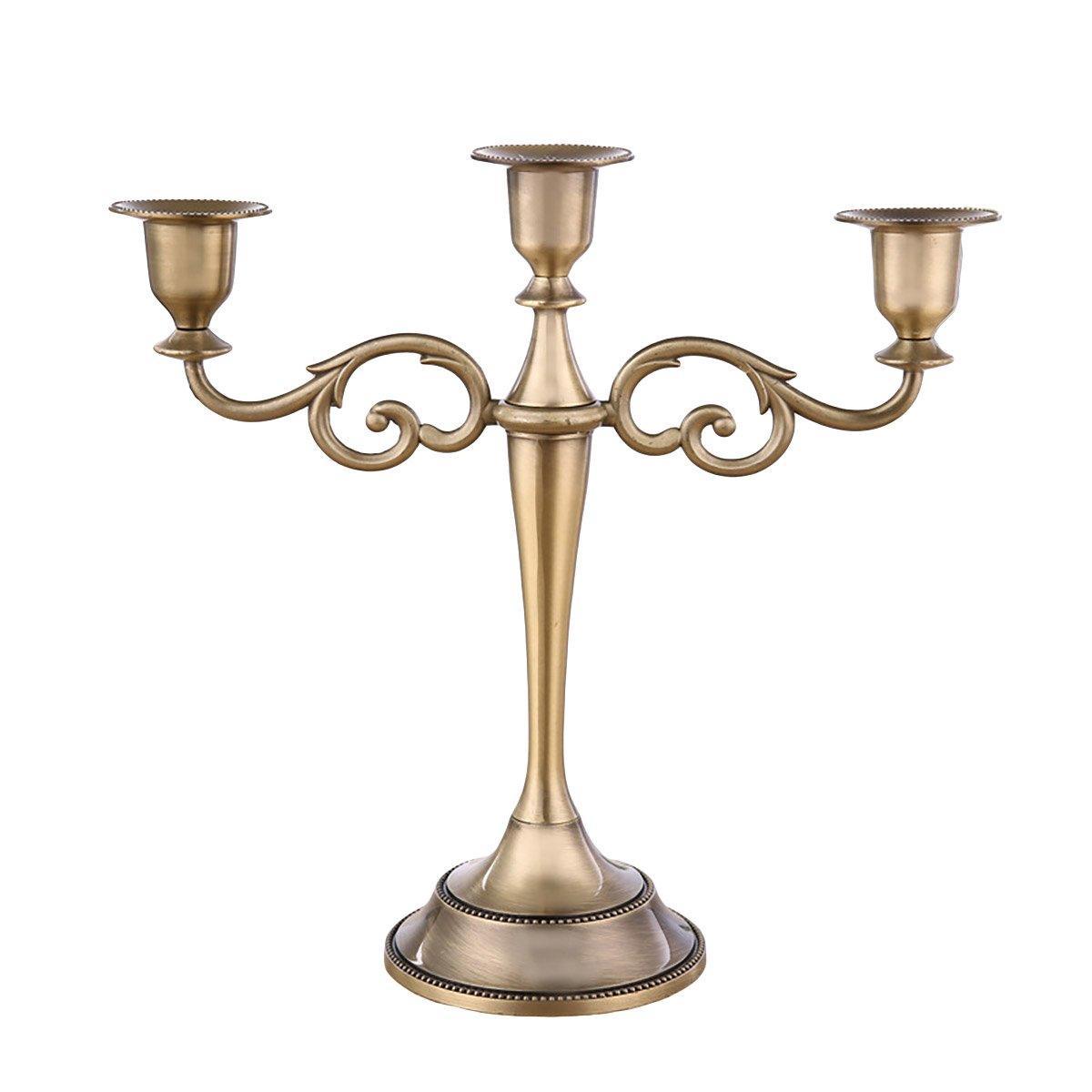 3/5 Arms Alloy Candle Holder Stand Candlesticks Candelabra Wedding Home Decor - 3-Bronze
