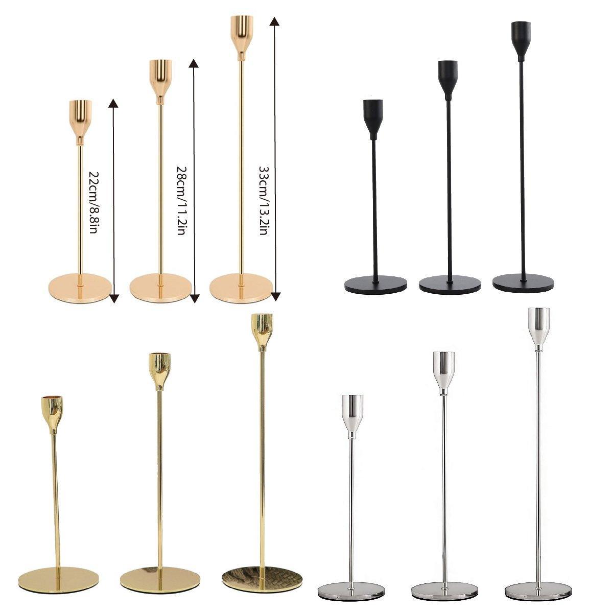 Set of 3 Decorative Candlestick Holder Candle Stand for Wedding / Dinner / Party - French Gold