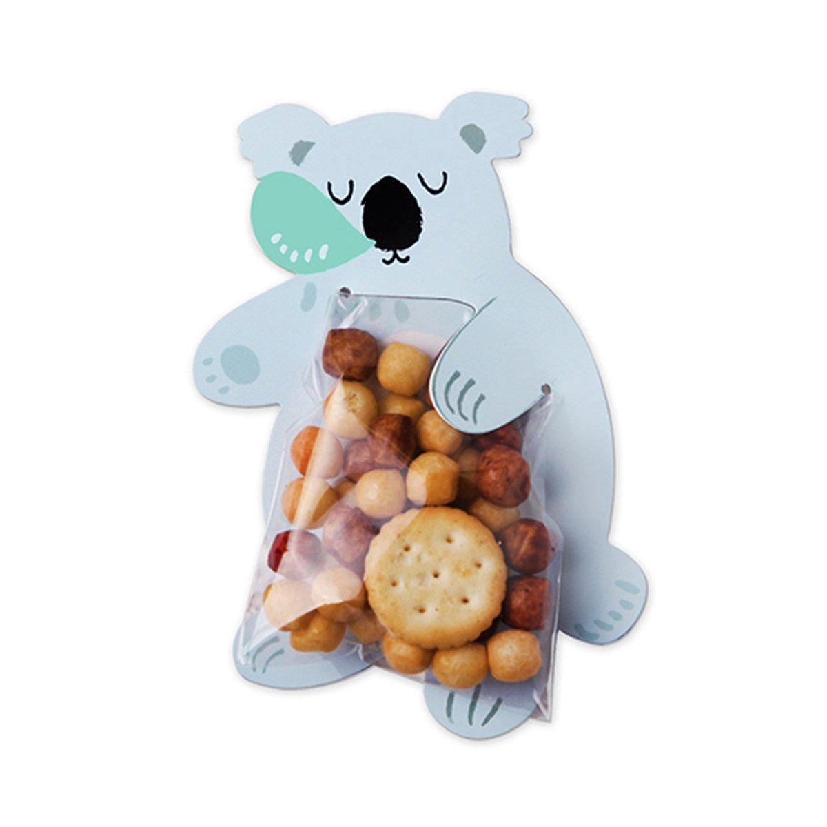 100pcs Cute 3D Cartoon Animal Candy Bags for Party Favors Birthday Gift Wrapping - Cuddly Bear