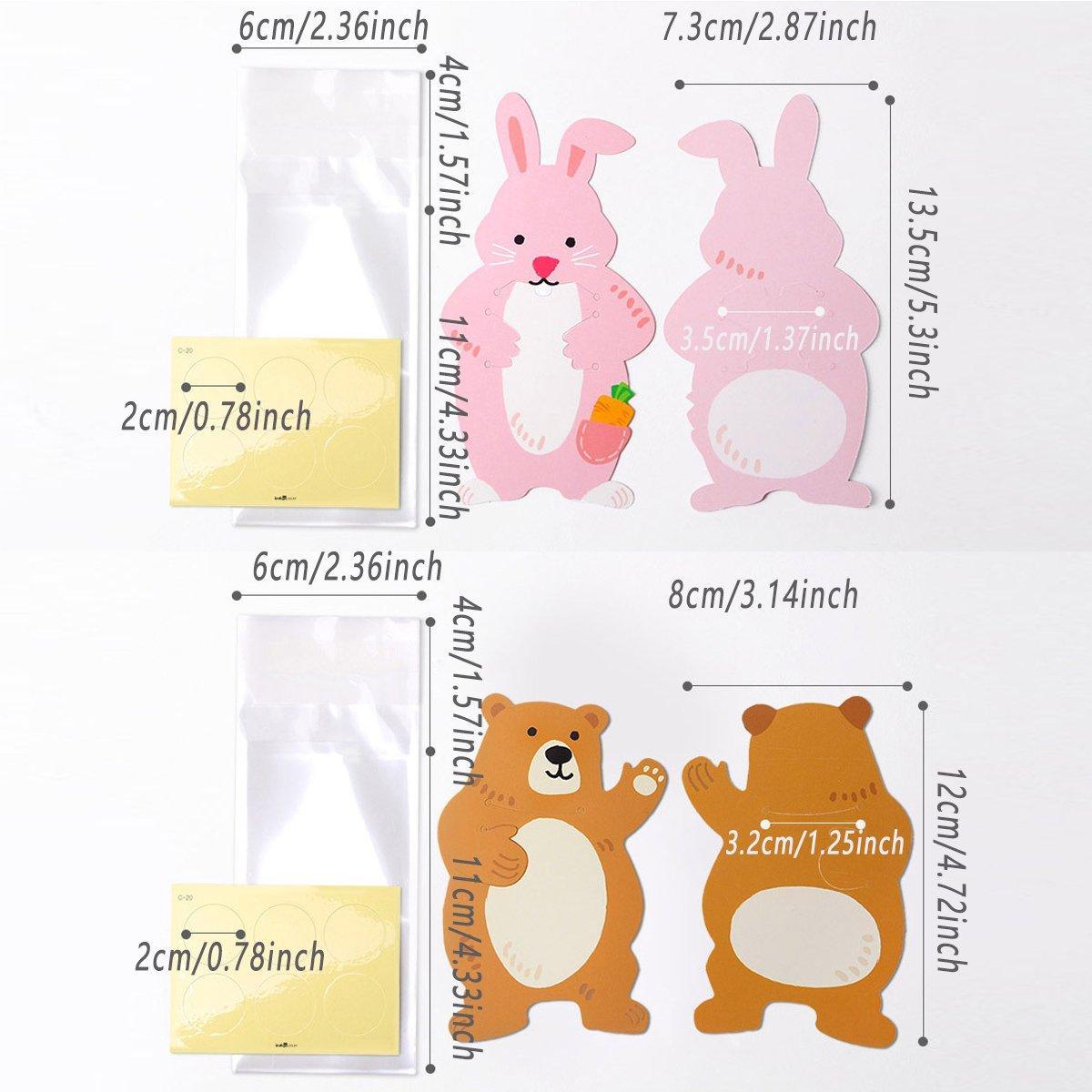 100pcs Cute 3D Cartoon Animal Candy Bags for Party Favors Birthday Gift Wrapping - Gray Fox