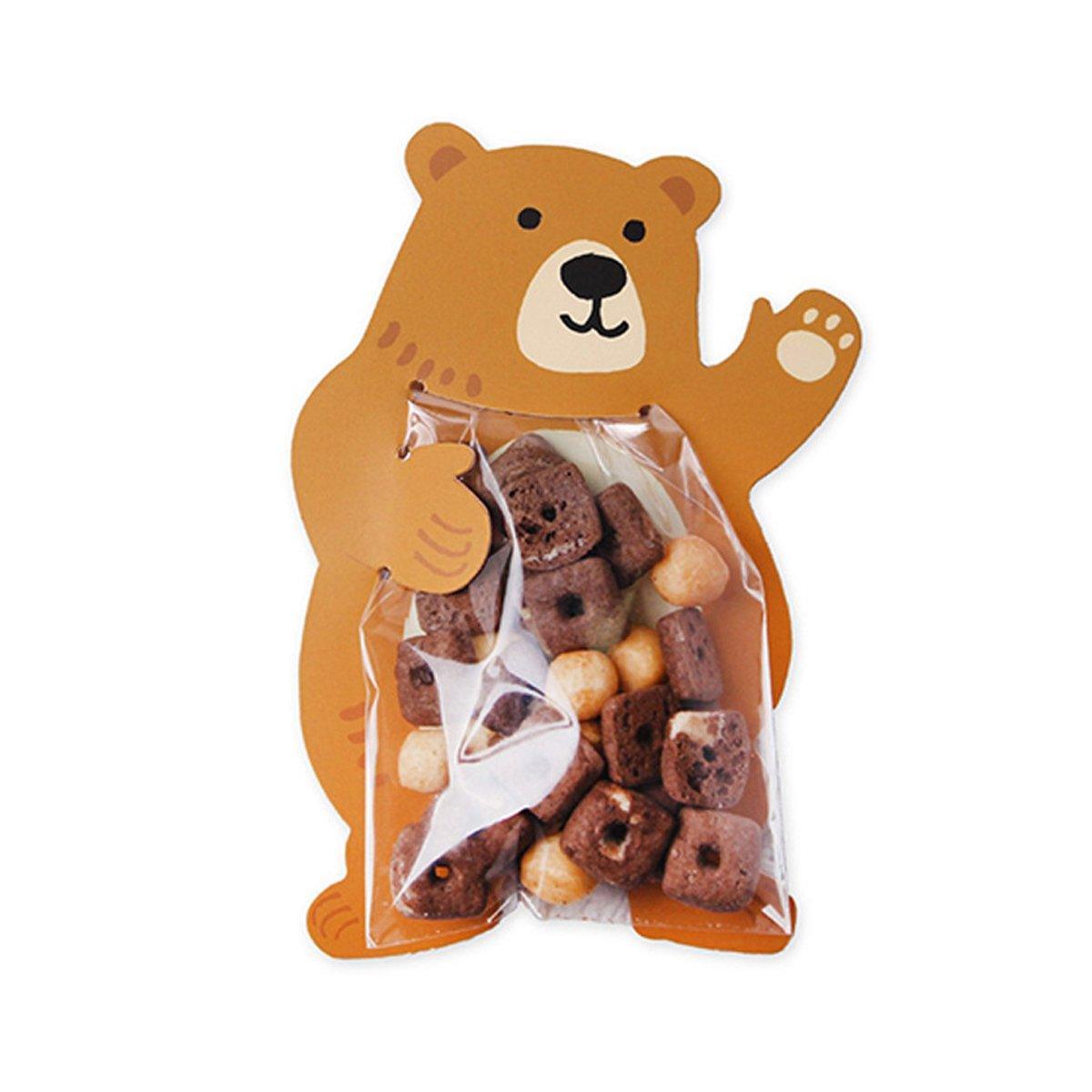 100pcs Cute 3D Cartoon Animal Candy Bags for Party Favors Birthday Gift Wrapping - Gray Fox