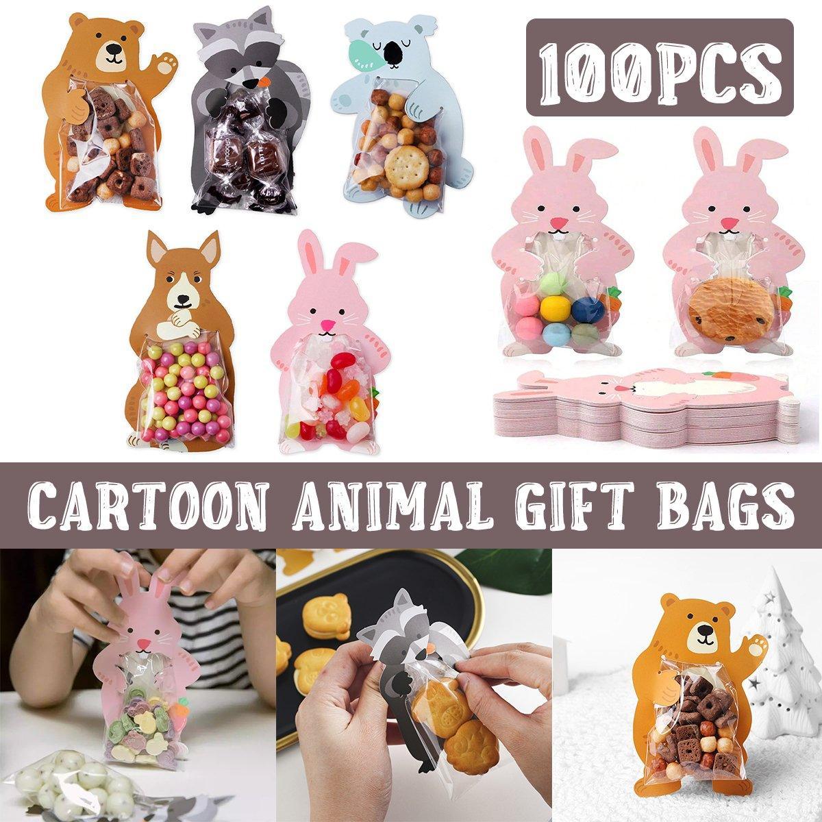 100pcs Cute 3D Cartoon Animal Candy Bags for Party Favors Birthday Gift Wrapping - Koalas
