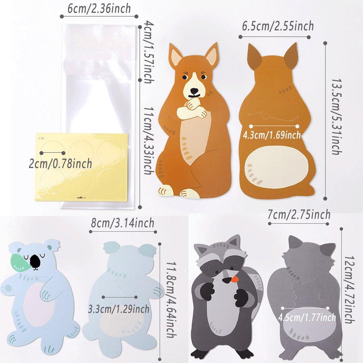 100pcs Cute 3D Cartoon Animal Candy Bags for Party Favors Birthday Gift Wrapping - Koalas