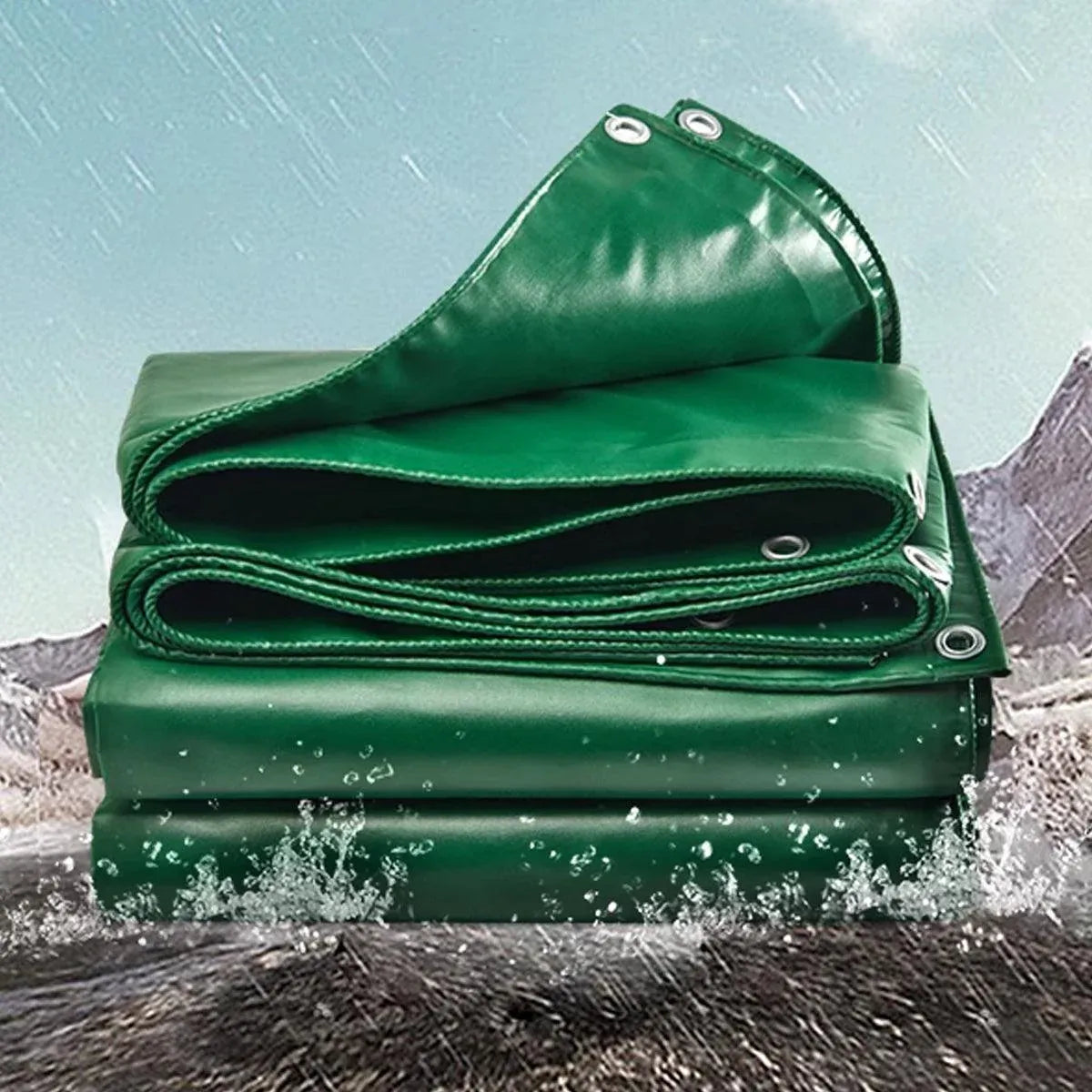 Heavy Duty Waterproof Canvas Tarp Tarpaulin Sun Block Dustproof Army Shelter - 4x6m(3.8x5.8m)