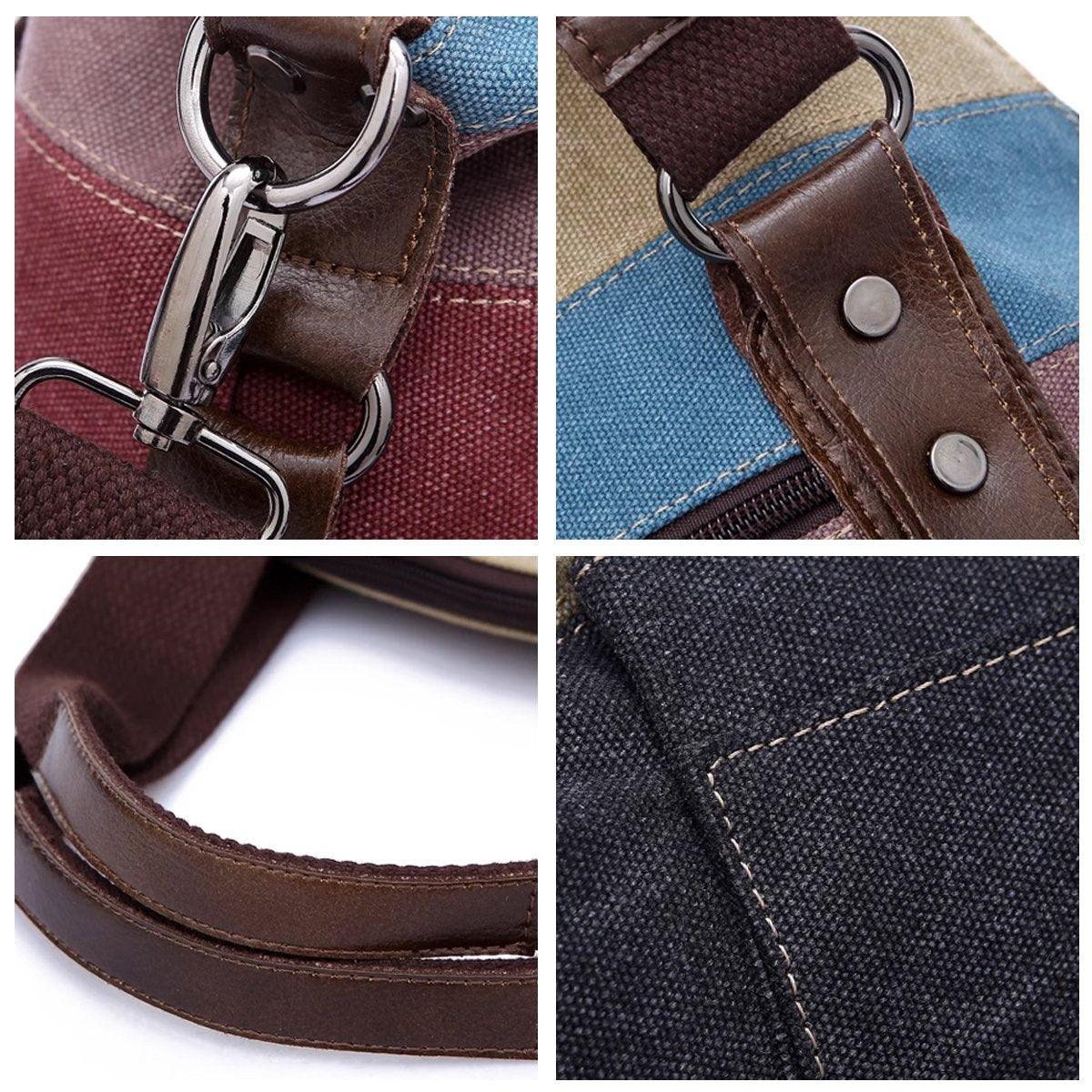 Rainbow Stripe Canvas Bag Patchwork Tote Bag Fashion Handbag Women Shoulder Bag