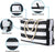 Large Bohemian Striped Canvas Beach Bag Zipper Tote for Travel Outdoor Vacation - Black