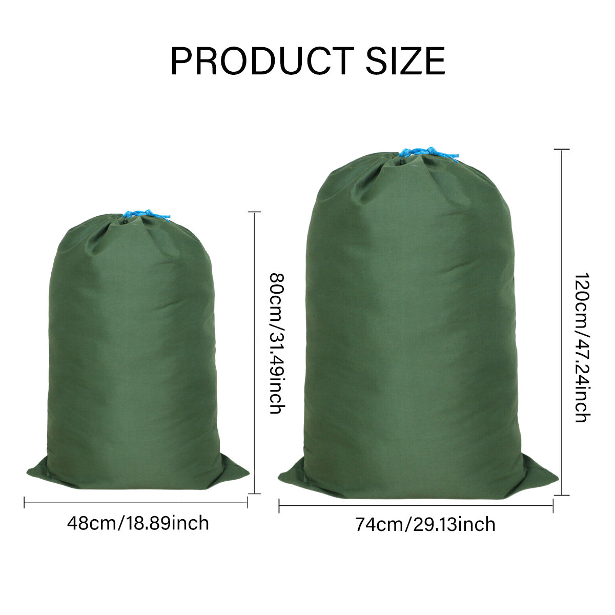 Canvas Drawstring Large Bag Pouch Clothes Craft Storage Laundry - Green-48X80cm
