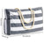 Large Bohemian Striped Canvas Beach Bag Zipper Tote for Travel Outdoor Vacation - Matcha