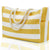Large Bohemian Striped Canvas Beach Bag Zipper Tote for Travel Outdoor Vacation - Matcha