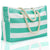 Large Bohemian Striped Canvas Beach Bag Zipper Tote for Travel Outdoor Vacation - Matcha