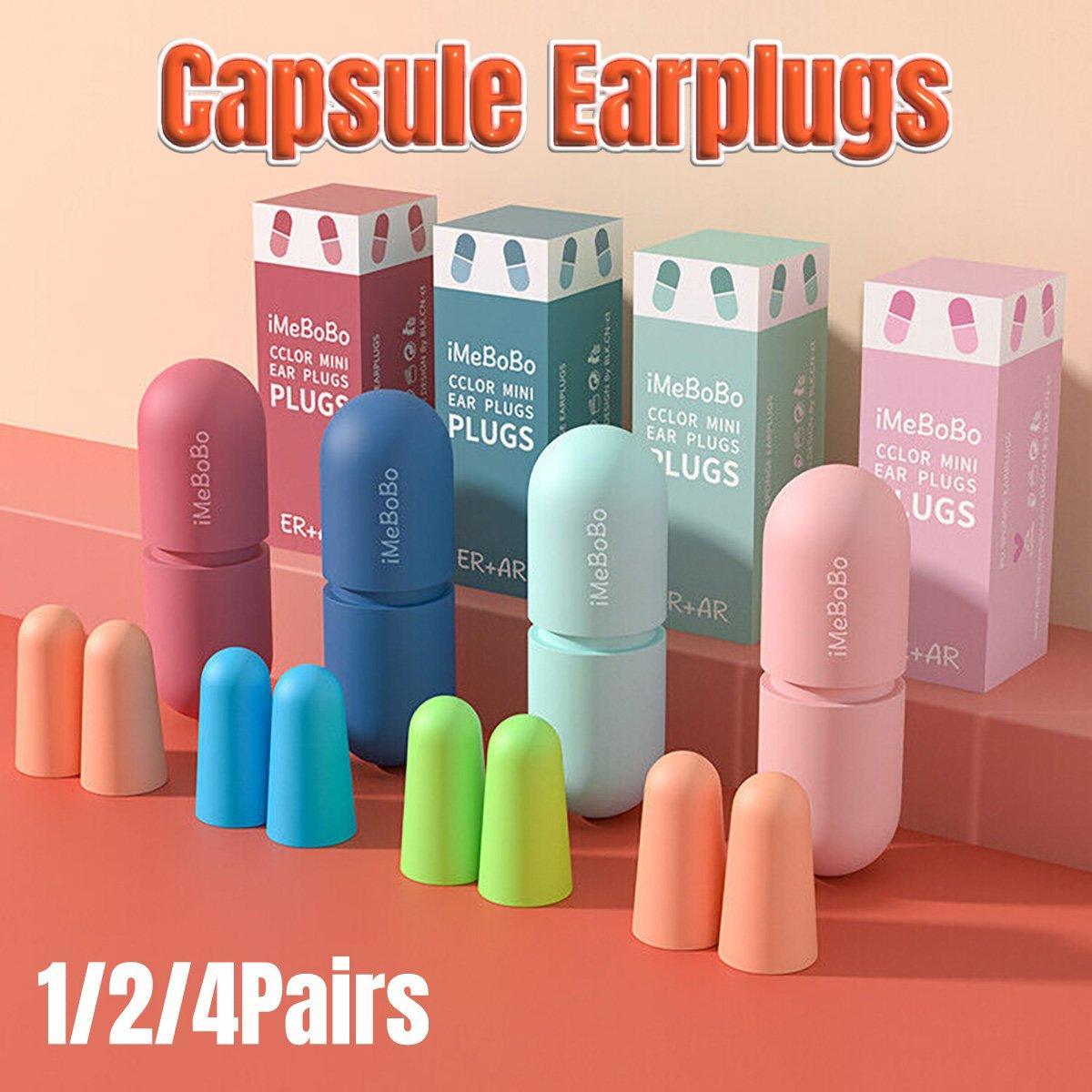 1/2/4 Pairs Soundproof Capsule Earplugs Noise Reduction Ear Plugs for Sleeping - 4pairs-Pink