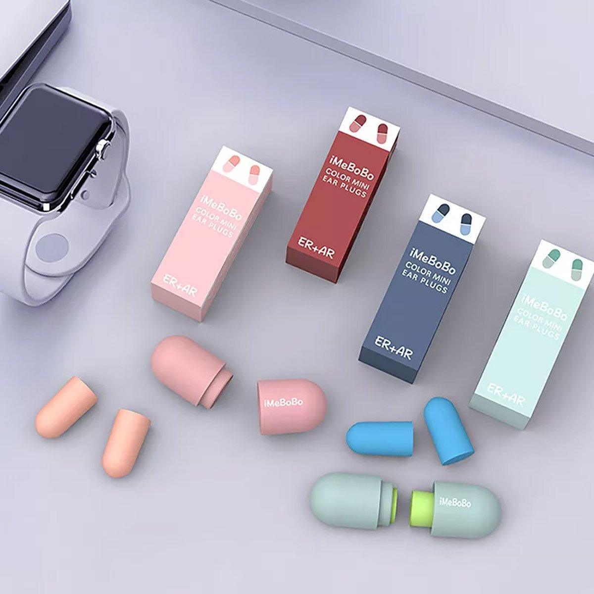 1/2/4 Pairs Soundproof Capsule Earplugs Noise Reduction Ear Plugs for Sleeping - 4pairs-Red