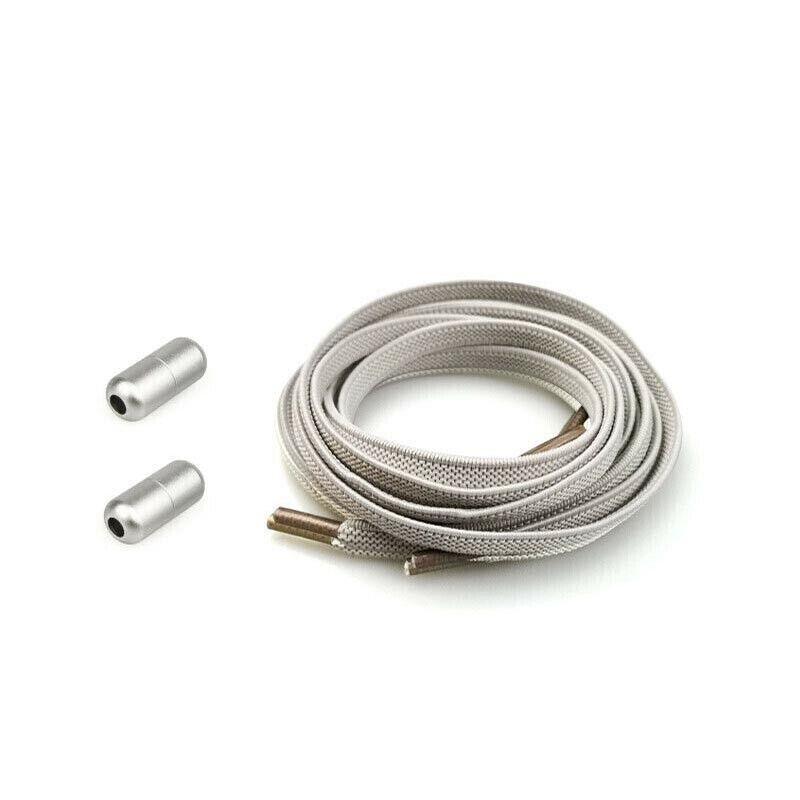 No Tie Locked Elastic Shoelace Shoe Lace Lazy Laces Sports Sneakers - Grey