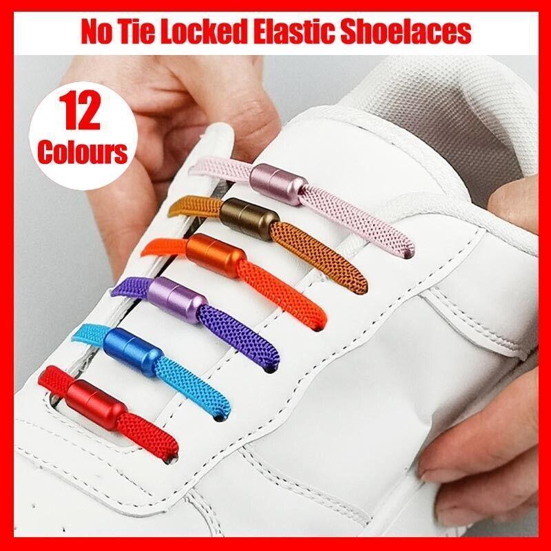 No Tie Locked Elastic Shoelace Shoe Lace Lazy Laces Sports Sneakers - Light Blue