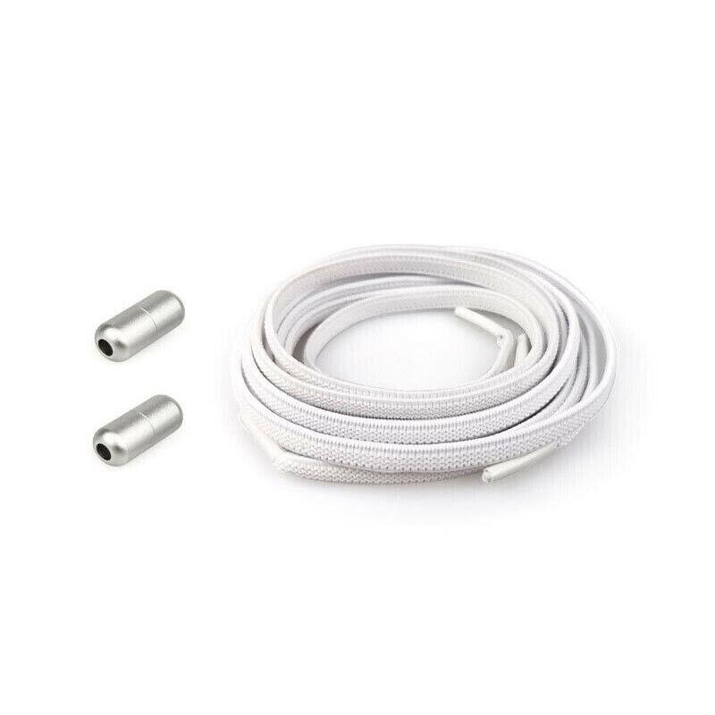 No Tie Locked Elastic Shoelace Shoe Lace Lazy Laces Sports Sneakers - White