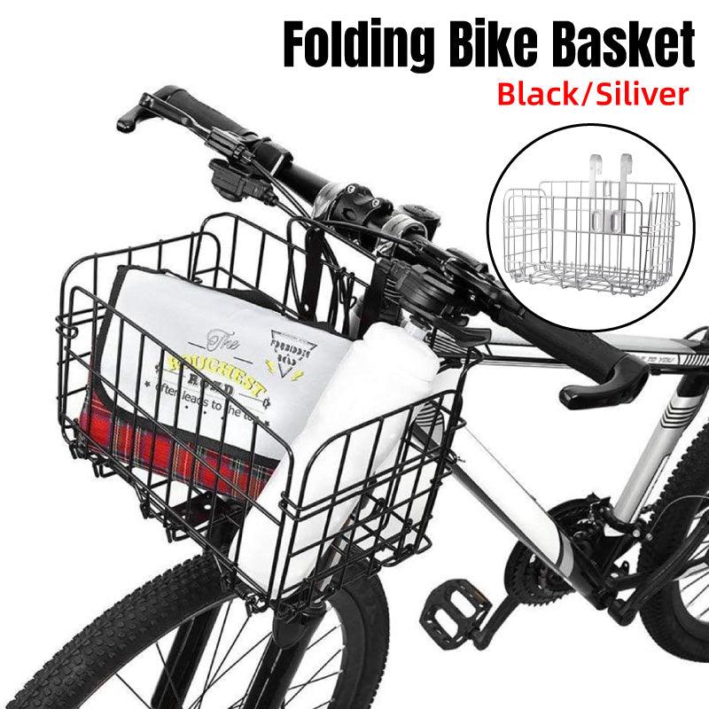 Foldable Bicycle Basket Front and Rear Hanging Storage Rack Bike Accessories - Black