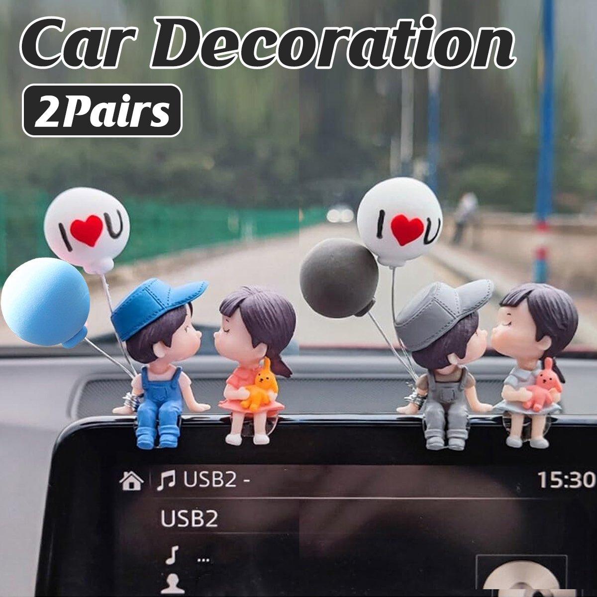 2pairs Cute Couple Car Interior Decorations Desktop Ornaments Car Accessories