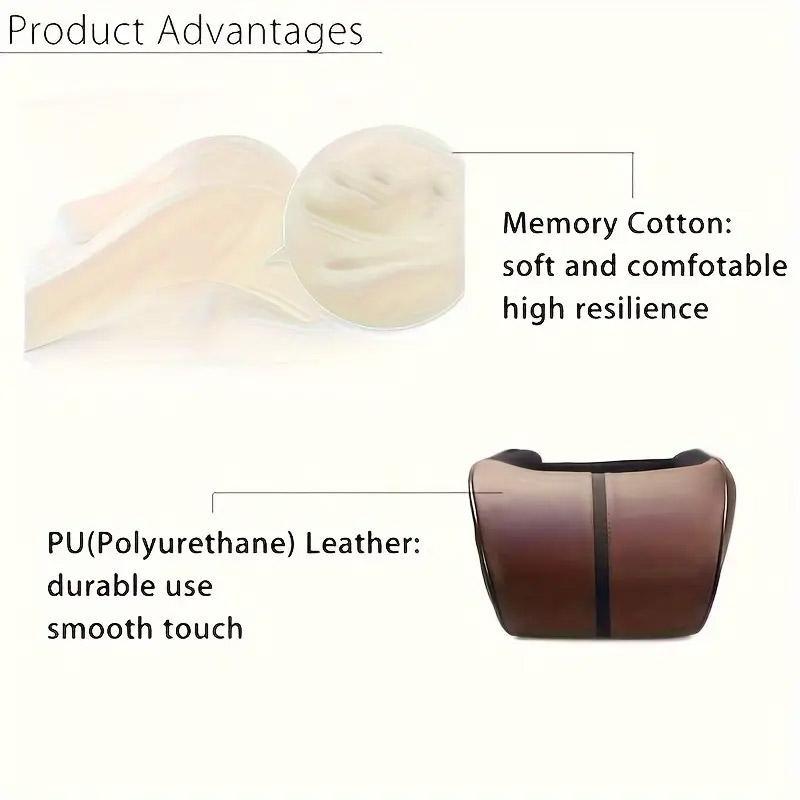 Car Headrest Neck Pillow for Comfortable Travel Support Memory Foam Car Pillow - Black