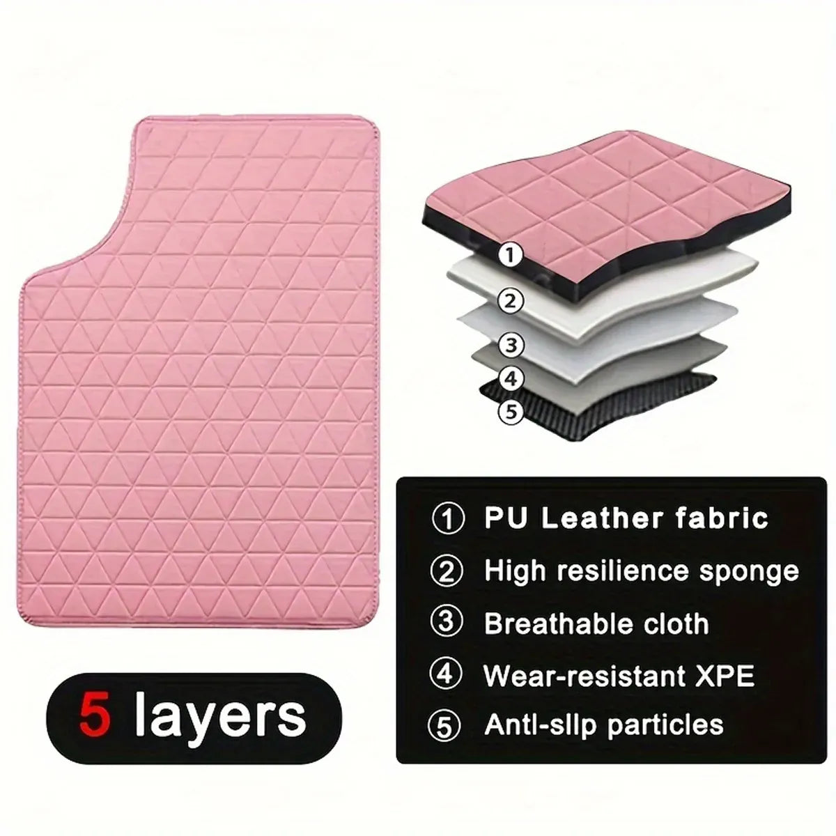 5Pcs Car Floor Mat Universal PVC Leather Carpet Vehicle Protective Floor Mat