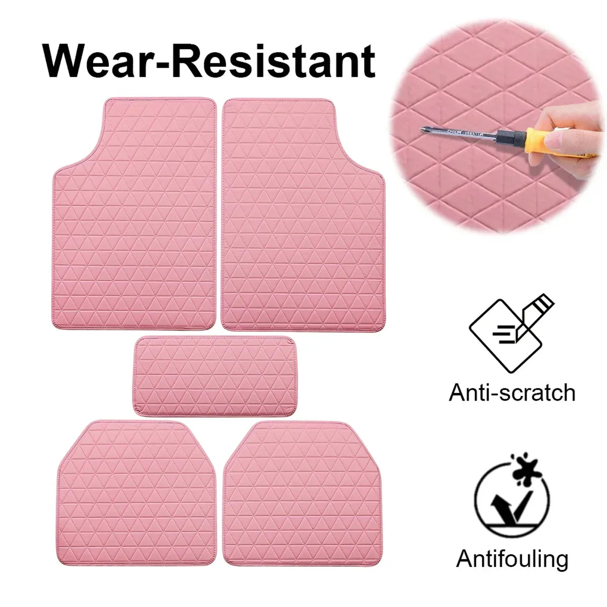 5Pcs Car Floor Mat Universal PVC Leather Carpet Vehicle Protective Floor Mat
