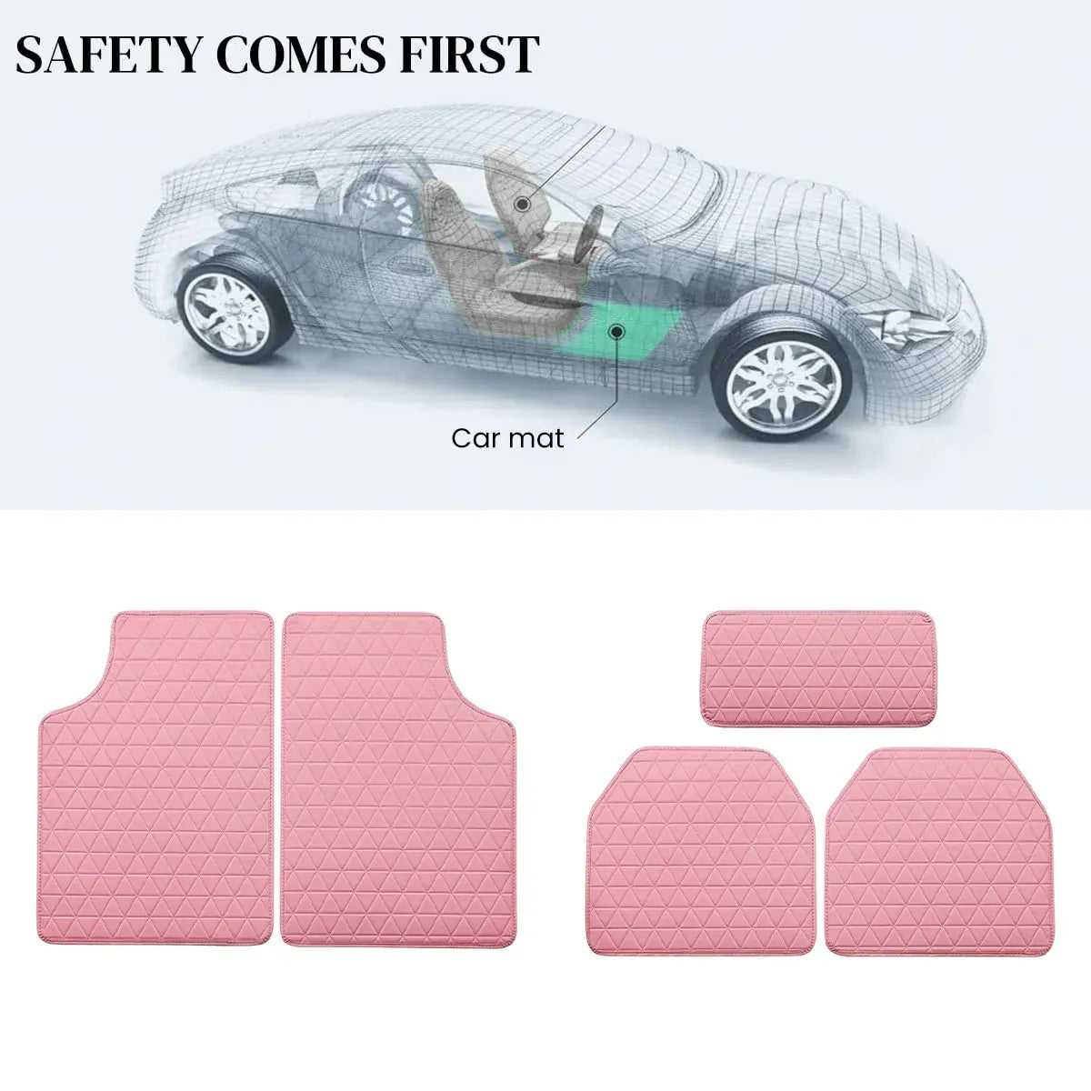 5Pcs Car Floor Mat Universal PVC Leather Carpet Vehicle Protective Floor Mat