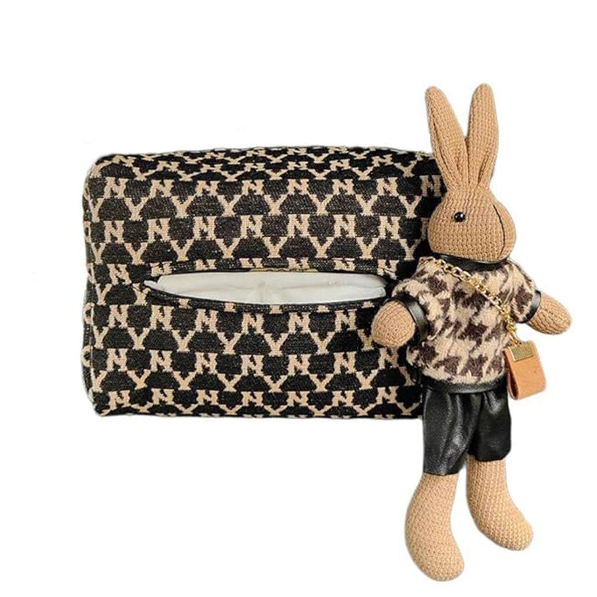 Car Tissue Box Cute Fabric Hanging Box for Car and Living Room Tissue Organizer