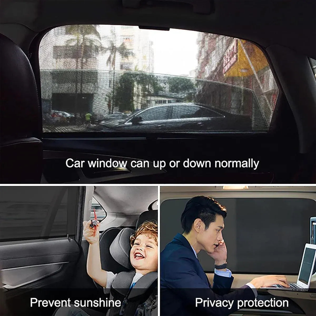 2pcs Car Window Screen Mesh Universal Anti Mosquito Sunshade Curtain Protector