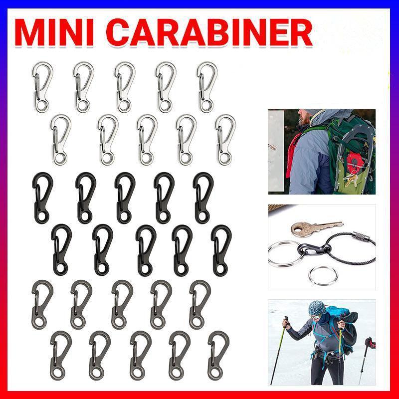 10X Mini Alloy Carabiner Keychain Durable Snap Spring Clip Hook - Gun Grey