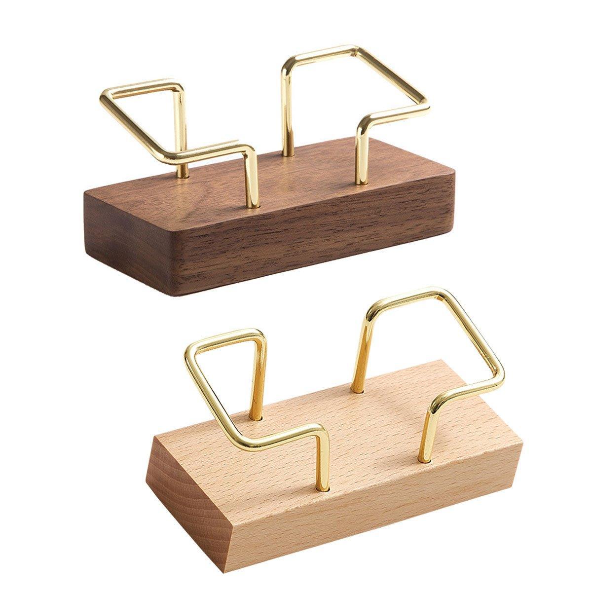 Business Card Holder Organizer Desk Display Stand Wooden Card Storage Box - Coffee