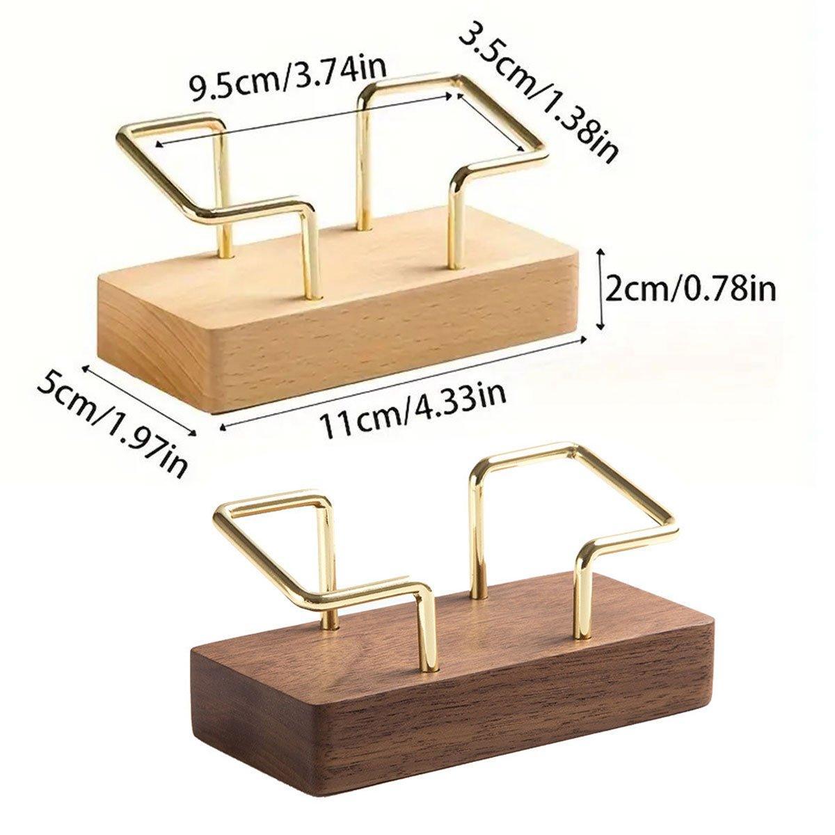 Business Card Holder Organizer Desk Display Stand Wooden Card Storage Box - Coffee