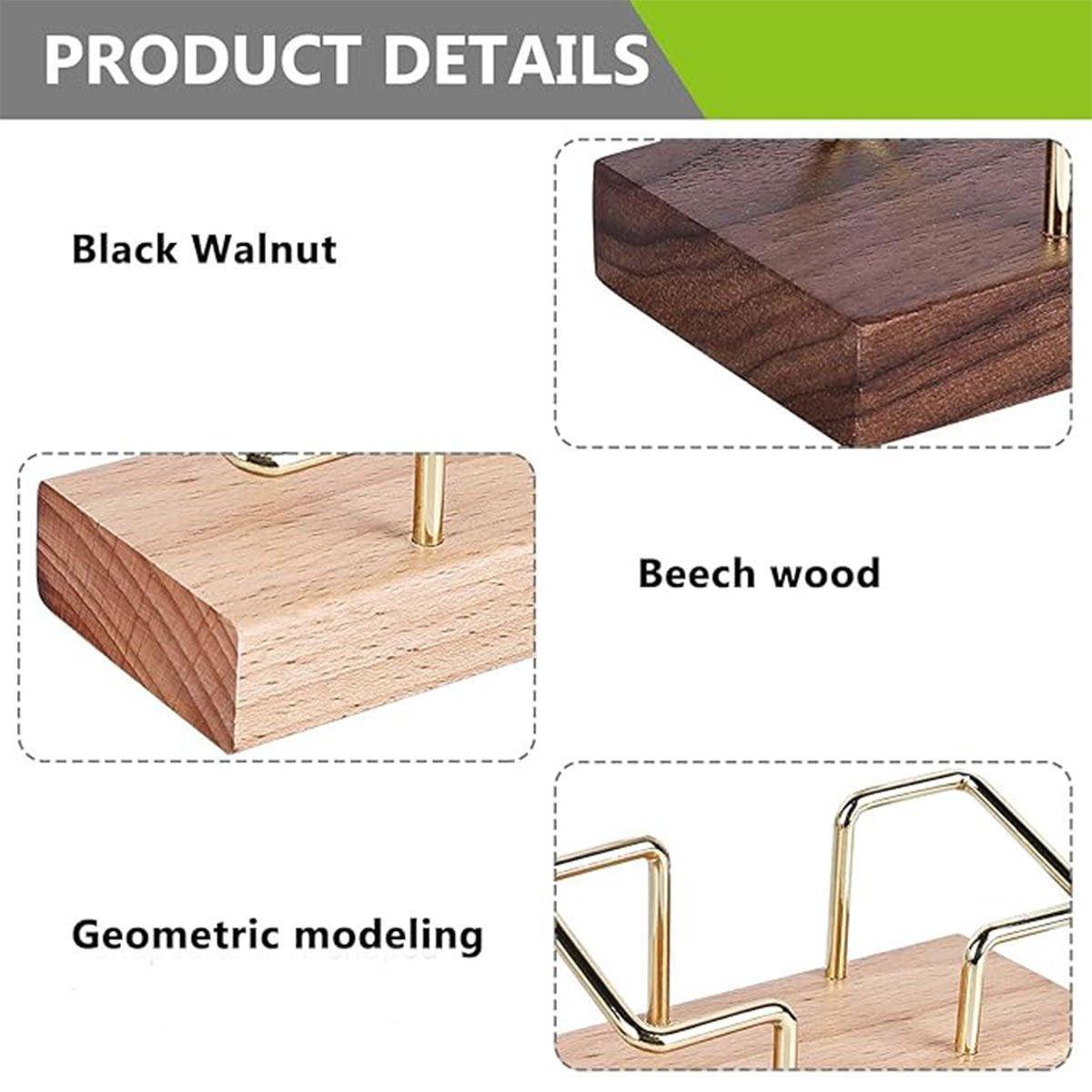 Business Card Holder Organizer Desk Display Stand Wooden Card Storage Box - Coffee