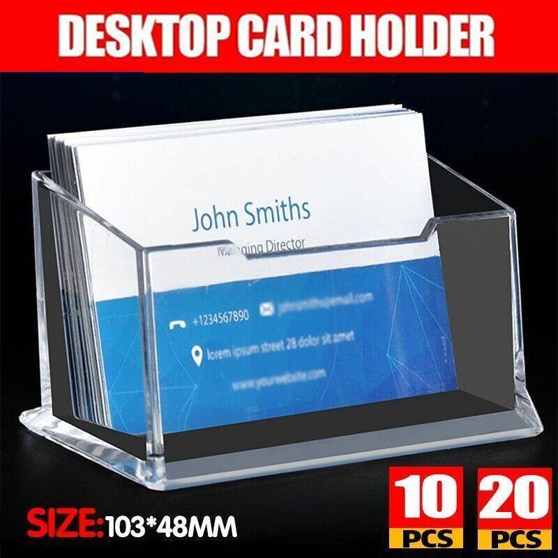 10 X Clear PMMA Business Card Holders for Desktop Display - 10PCS
