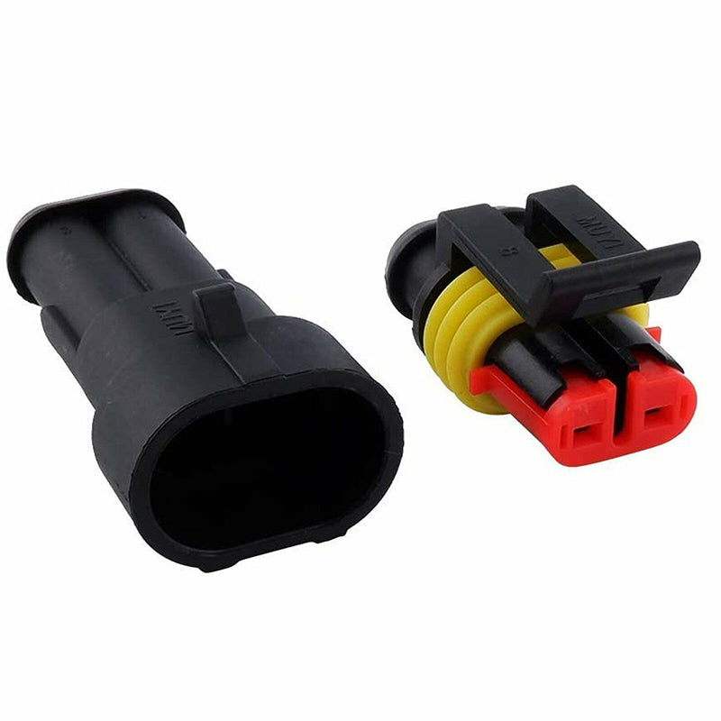 10 Set 2 Pin Waterproof Car Electrical Wire Sealed Connector Plug Cable 12V Kit