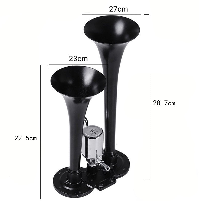12V 24V Dual Trumpet Air Horn with Electric Valve 110dB for Truck Boat Lorry