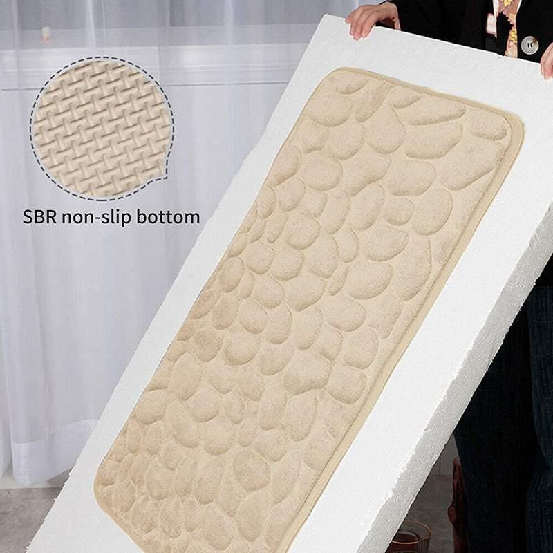 40x60cm Non-Slip Memory Foam Bath Mat Super Absorbent Floor Rug for Bathroom Use - Khaki