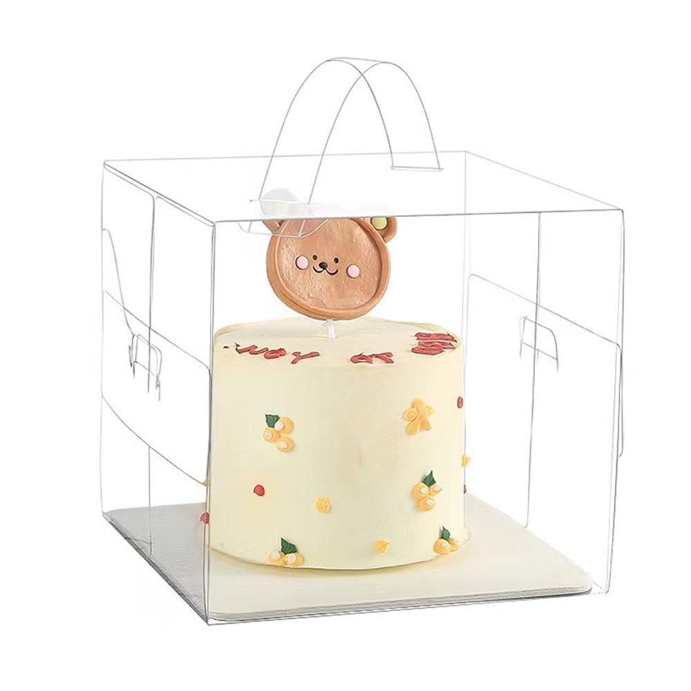 30x Transparent Disposable Cake Boxes with Handles Premium Quality Packagin - 30pcs-5inch-15*15*13cm