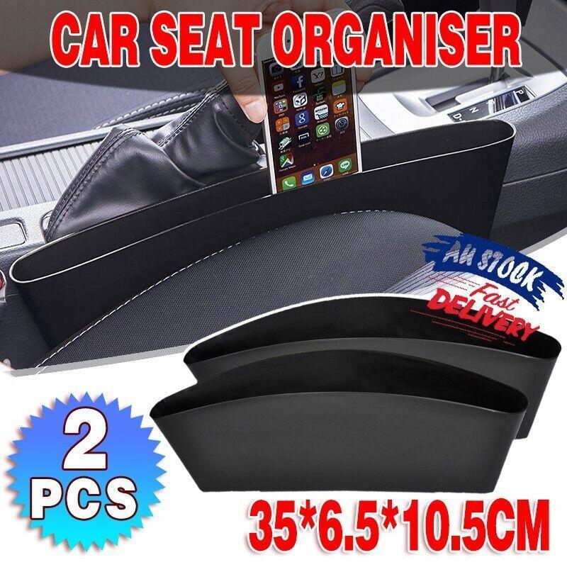 2PCS Seat Side Gap Organiser Storage Box for Phone and Keys Black