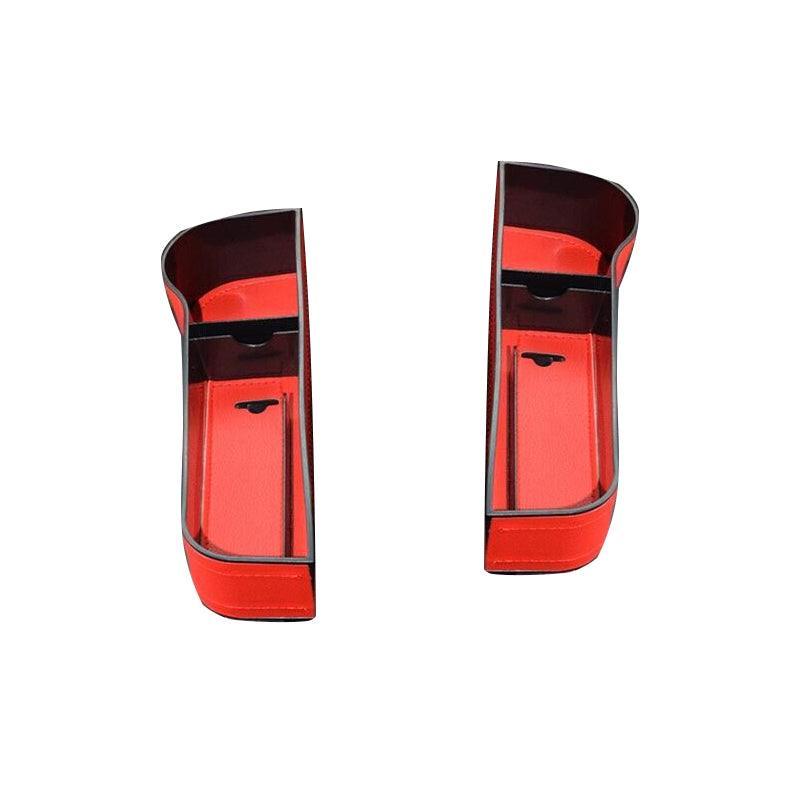 PU Leather Seat Side Gap Storage Box with Phone and Bottle Holder for Car Interior - Black
