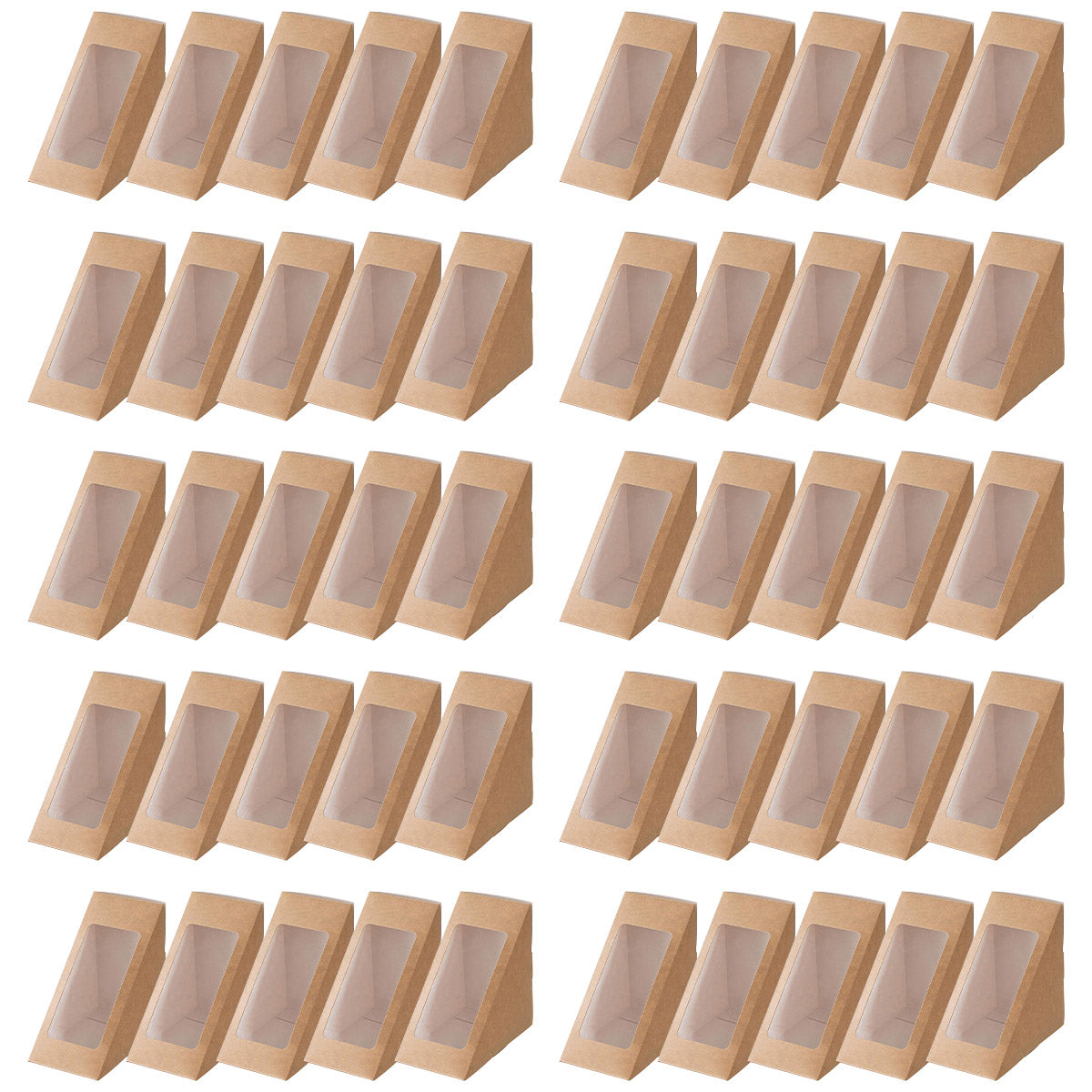 100PCS Sandwich Wedge Box Triangle Paper Container Cupcake Cake Box with Window - White