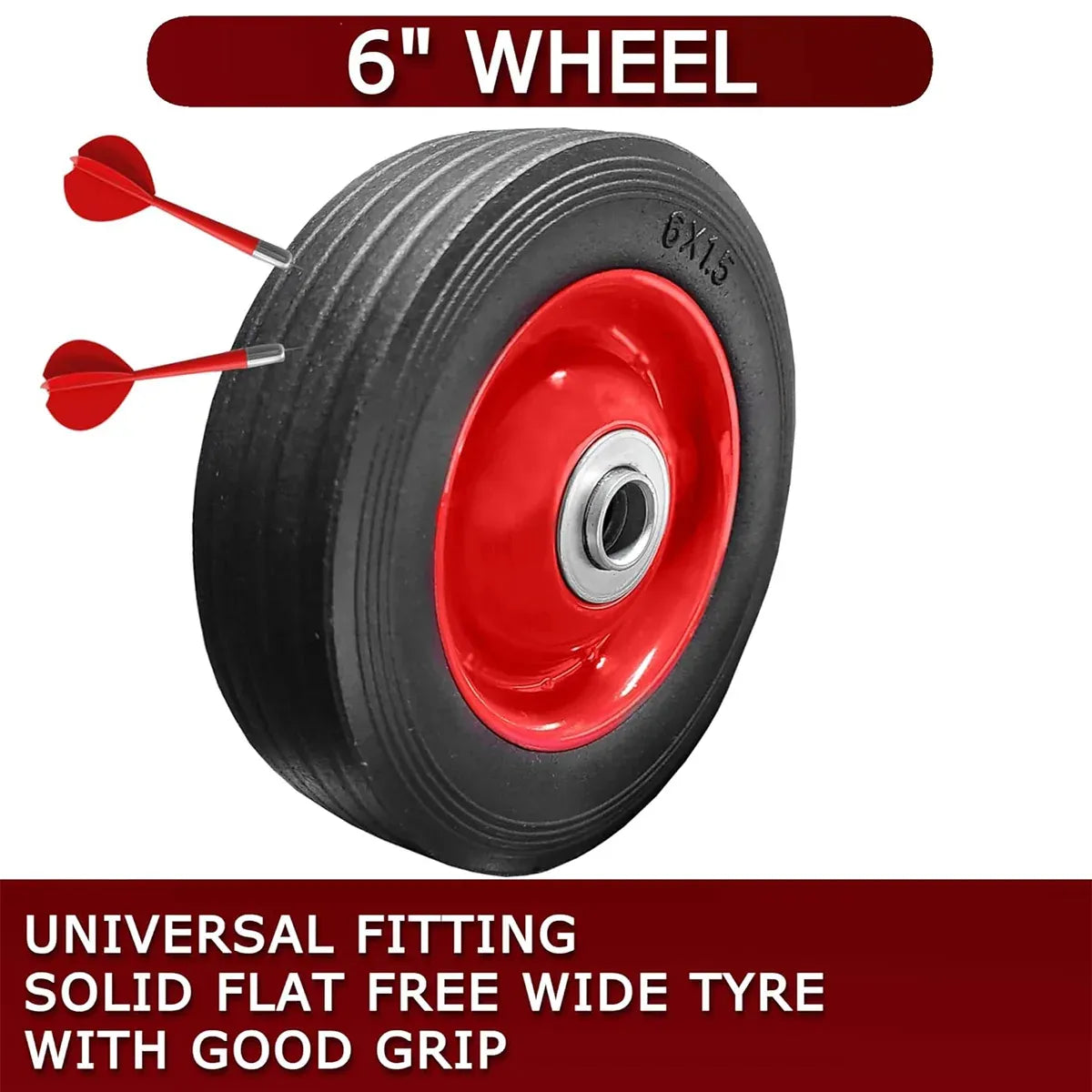 2PCS Cart 6 Inch Silent Solid Wheel Non Pneumatic Heavy Duty Anti Stabbing
