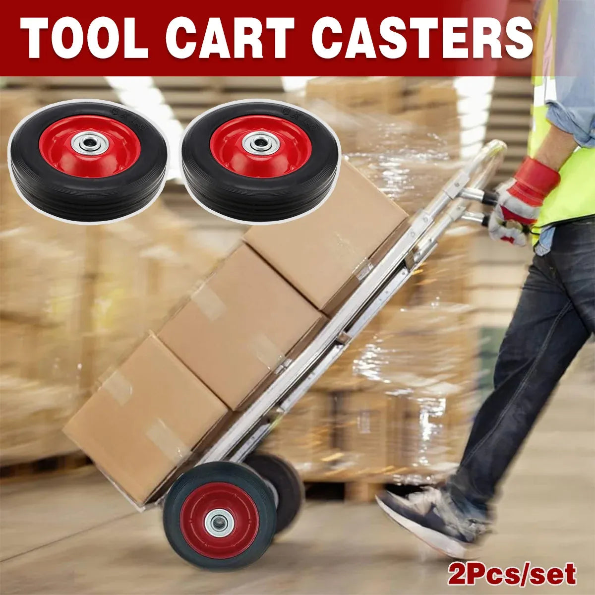 2PCS Cart 6 Inch Silent Solid Wheel Non Pneumatic Heavy Duty Anti Stabbing